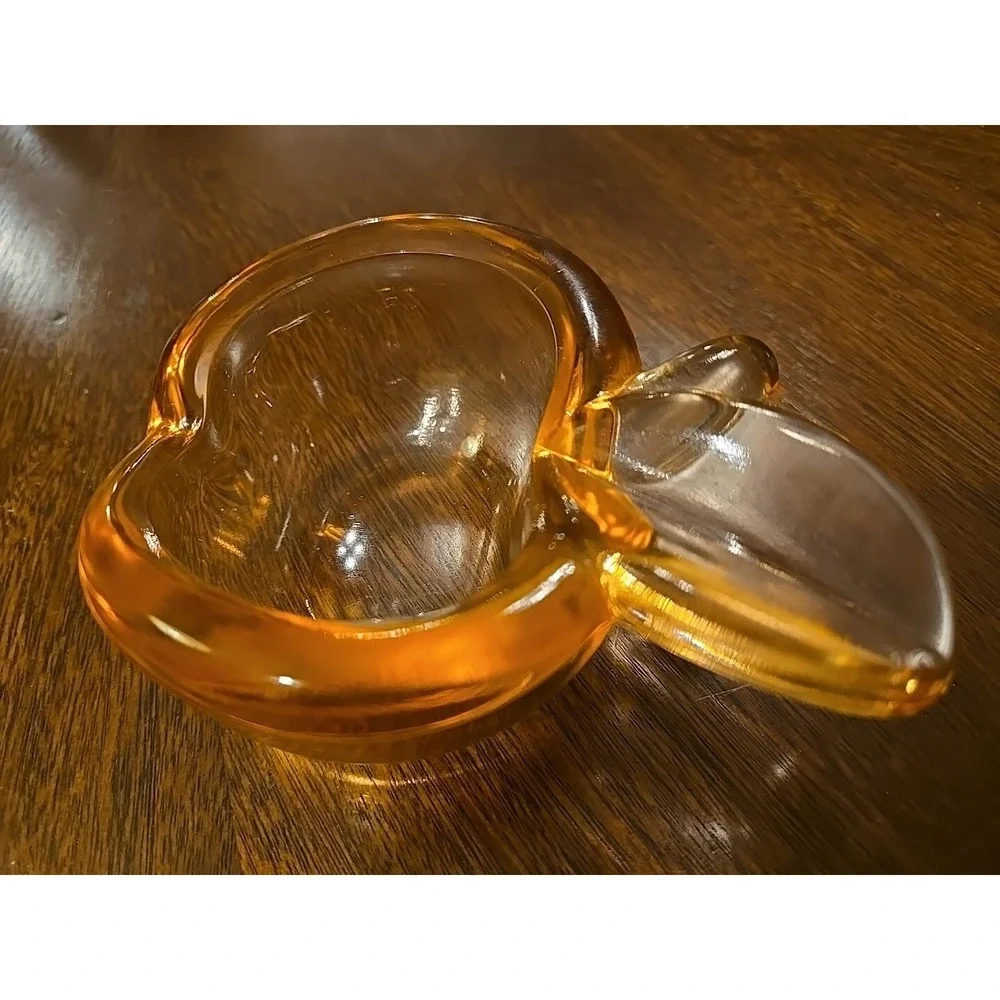 Vtg Pink Art Glass APPLE or Peach Trinket Dish Cigar Ashtray Paper Weight 5x3.5